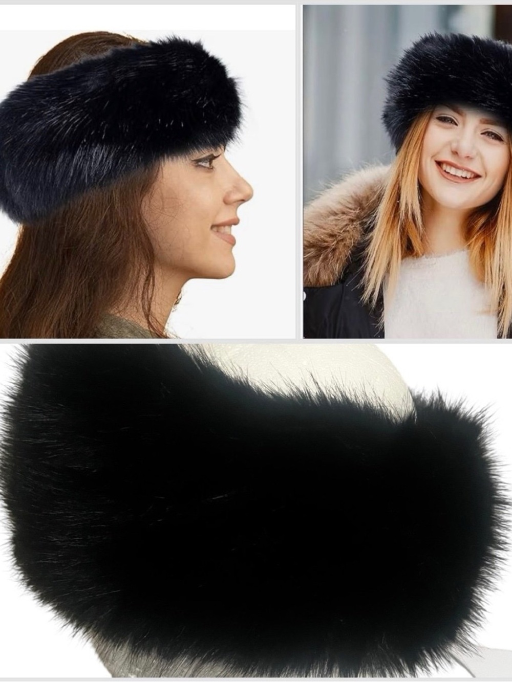 🔥🆕Elegant Black Faux Fur Headband